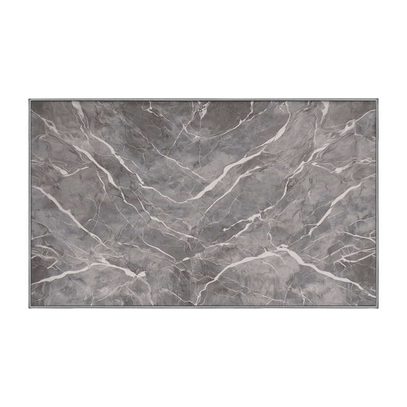 Tapis gris lavable à la machine, Rectangulaire 2 pi x 3 pi