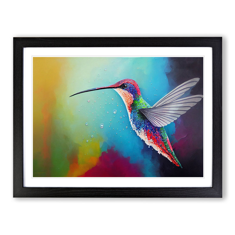 Colourful Hummingbird Vol.2 - Print, Black Framed, 25cm H x 34cm W x 2cm D