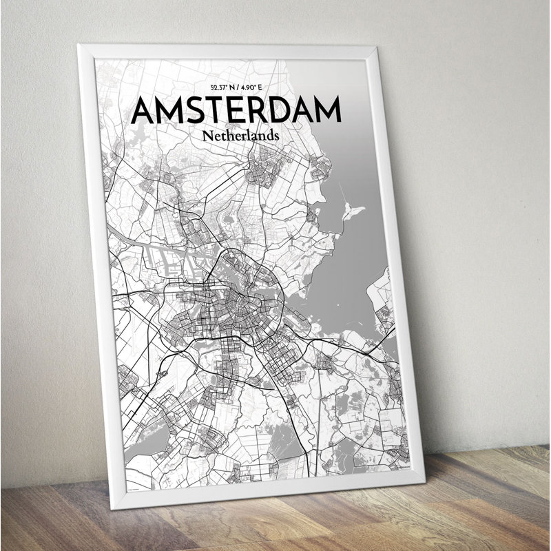 Amsterdam City Map - No Frame Print, 61cm H x 45.7cm W x 0.13cm D