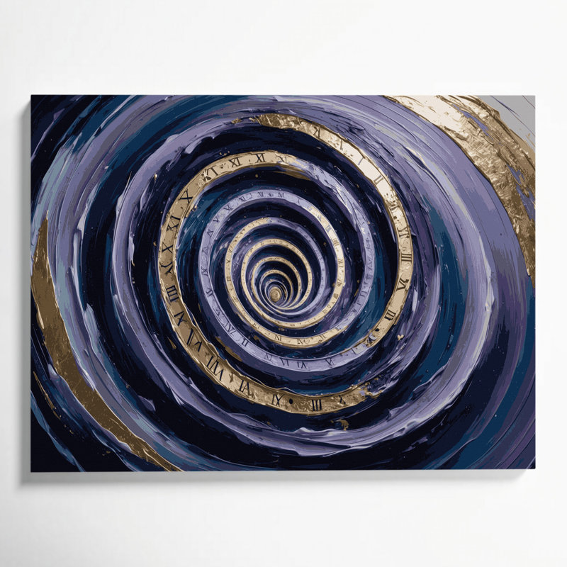 Art mural sur toile gris Sci Fi Time spiral vortex, H 11 po x l 14 po