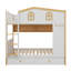 Lit superposé sur le thème de la maisonnette avec tiroirs de rangement, lit superposé en bois avec tablettes de rangement intégrées-802369161