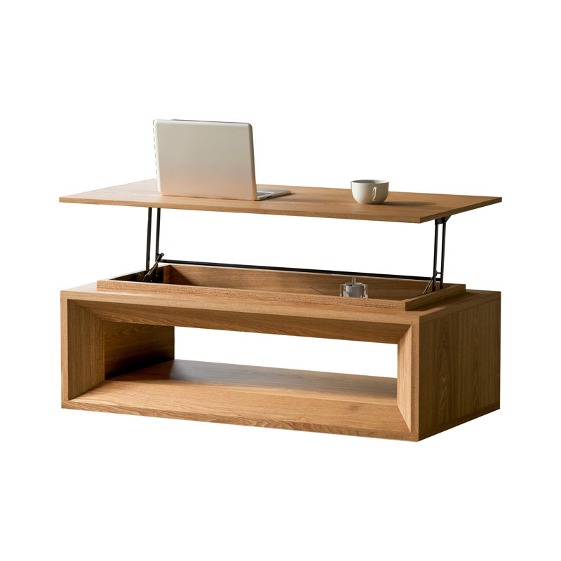 Lift-Top Coffee Table With Storage And Adjustable Height, Natural