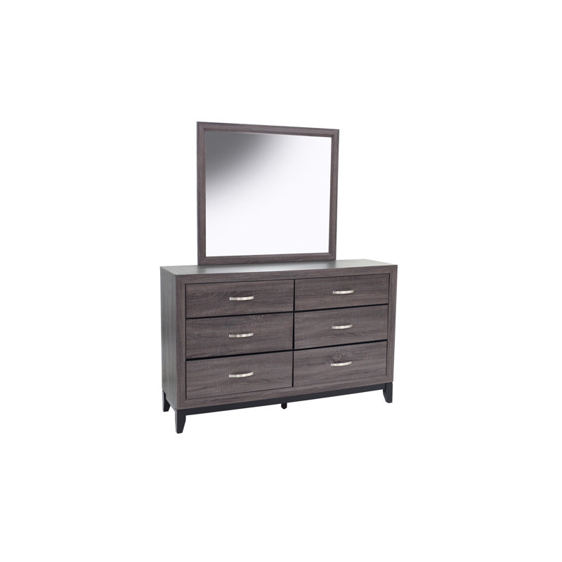 Commode 1 pièce de style rustique avec poignées en métal et pieds en bois noirs