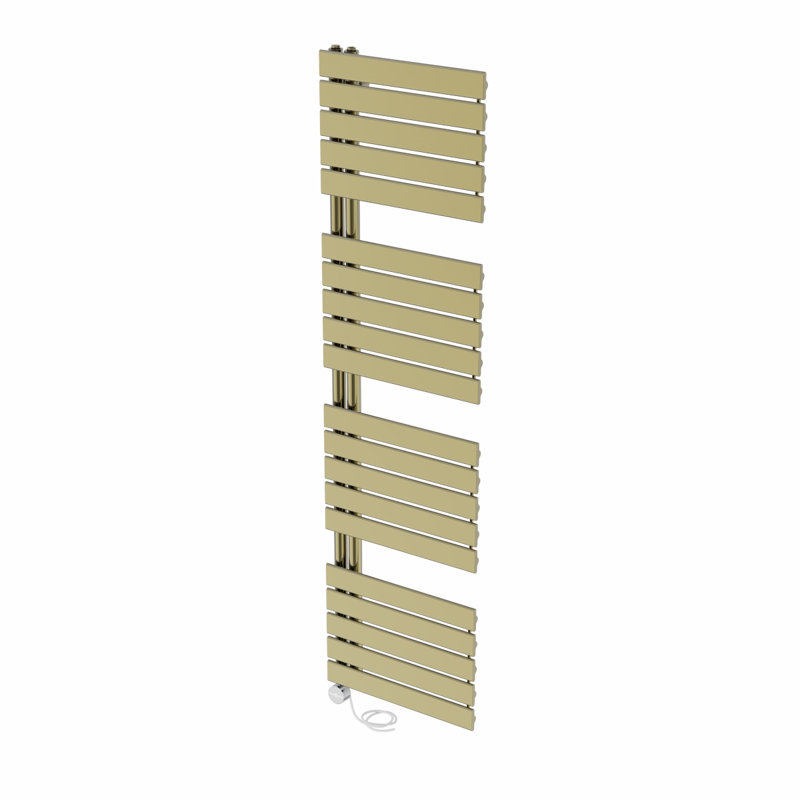 Roelien Designer Towel Rail Heated Towel Rails, Brushed Brass, 180cm H x 50cm W x 6.7cm D