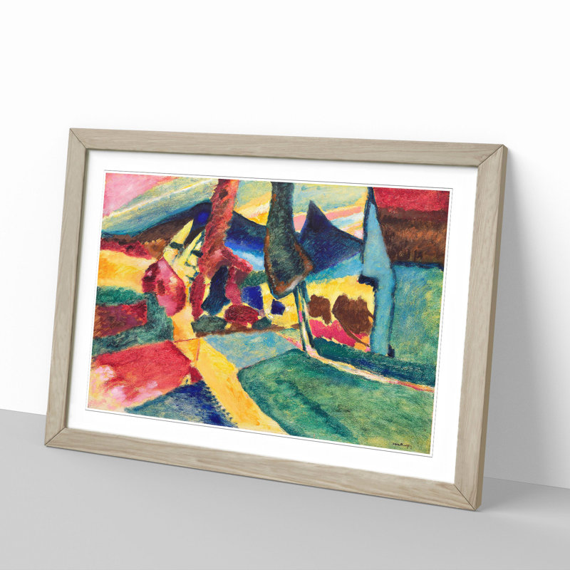 Landscape with Two Poplars by Wassily Kandinsky - Picture Frame Painting, 48cm H x 65cm W x 2cm D, Oak Framed