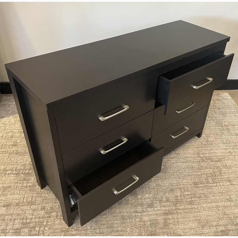 Selena Slide Logic 6 Drawer Low Dresser, Black