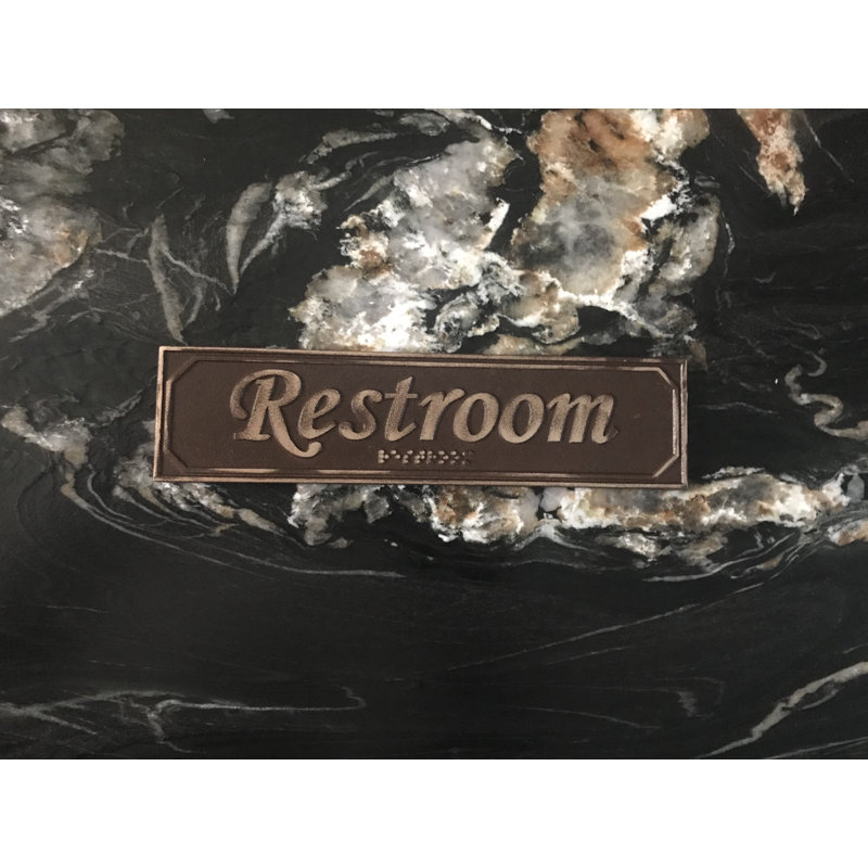 Enseigne de porte pour toilettes avec braille, Laiton antique brun