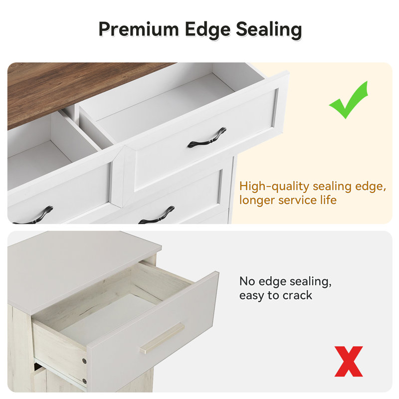 Flesner 6 Drawer Storage Drawer, Brown/White