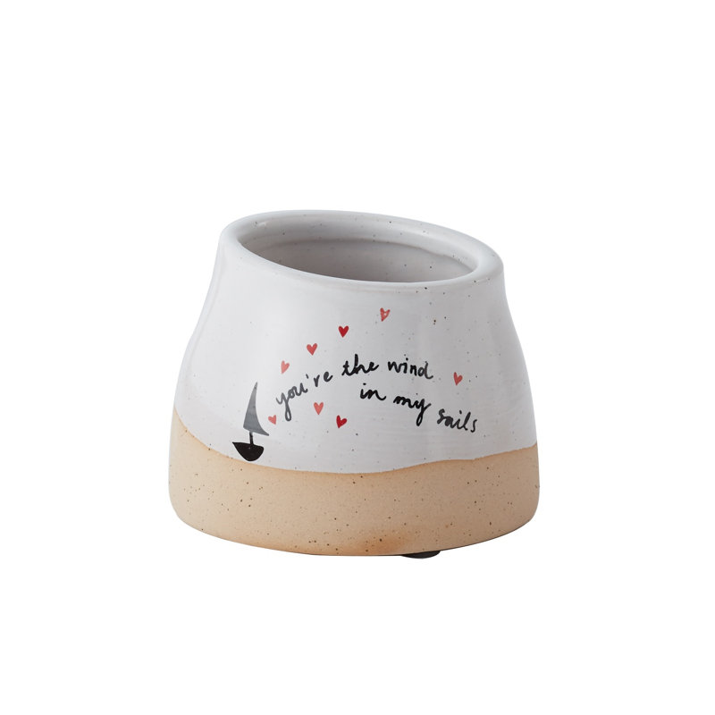 Vase de table en céramique blanc / beige 3 po