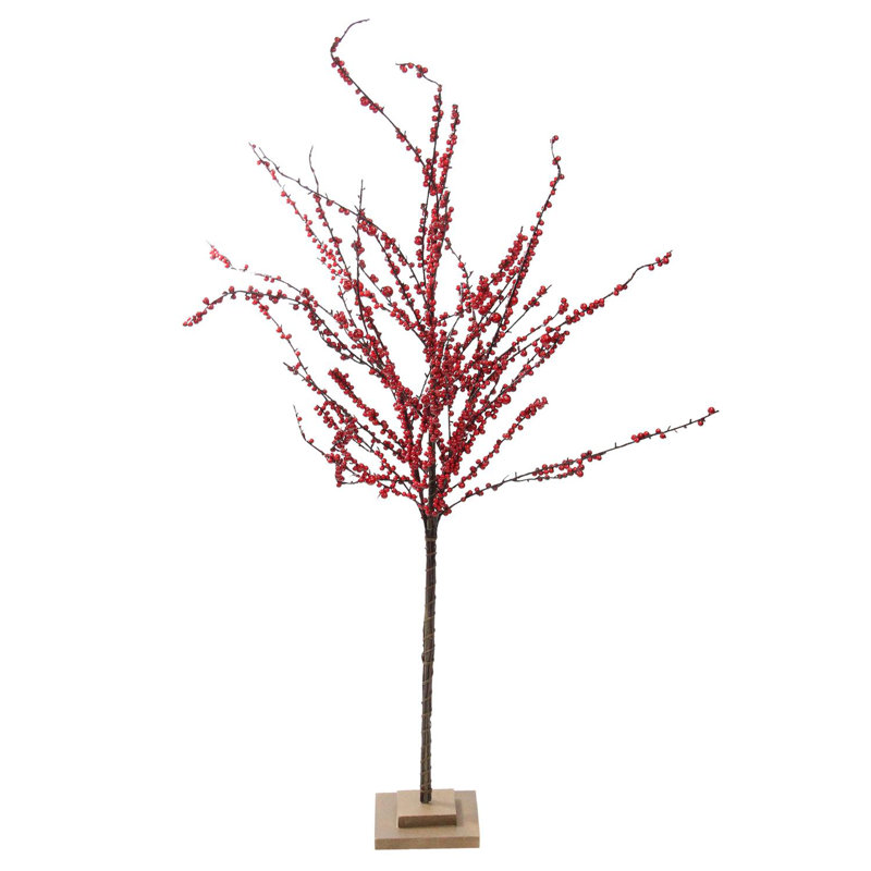 50" Artificial Red Berry Twig Christmas Tree with Square Stand