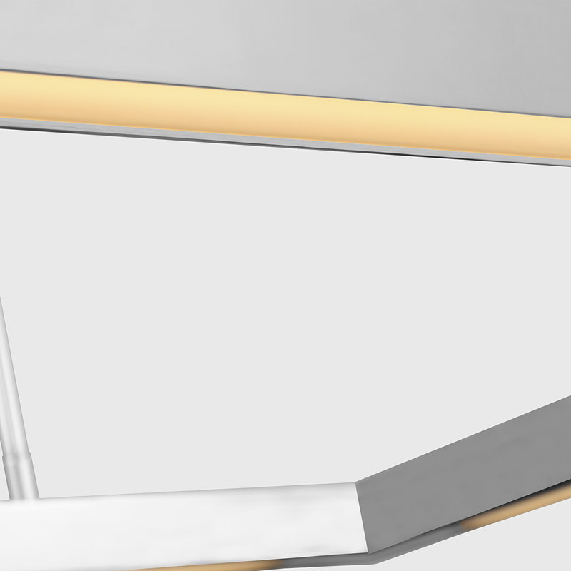 Mick De Giulio Stagger Halo 50 Uplight Linear Chandelier in Polished Stainless Steel, Polished Stainless Steel