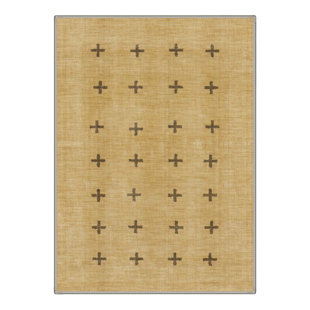 Eclat Geometric Machine Washable Brown Indoor Area Rug with Non-Slip Backing