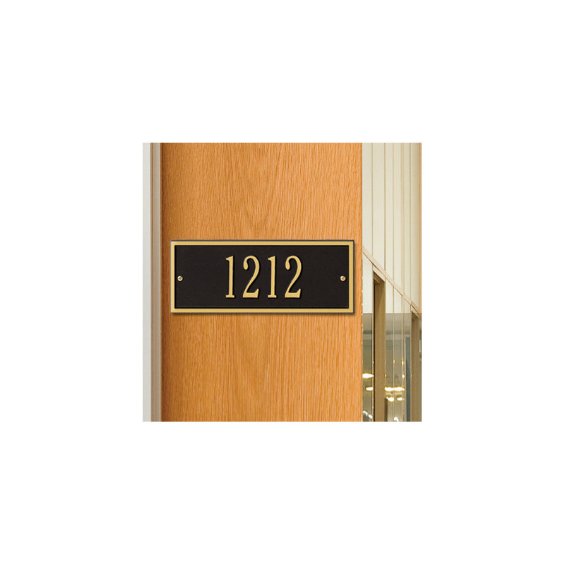 Hartford 1-Line Wall Address Plaque, Black and Gold, Yes