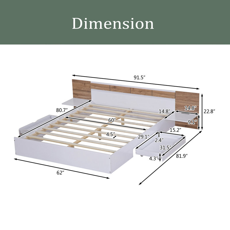 Delfida Platform Bed, Natural