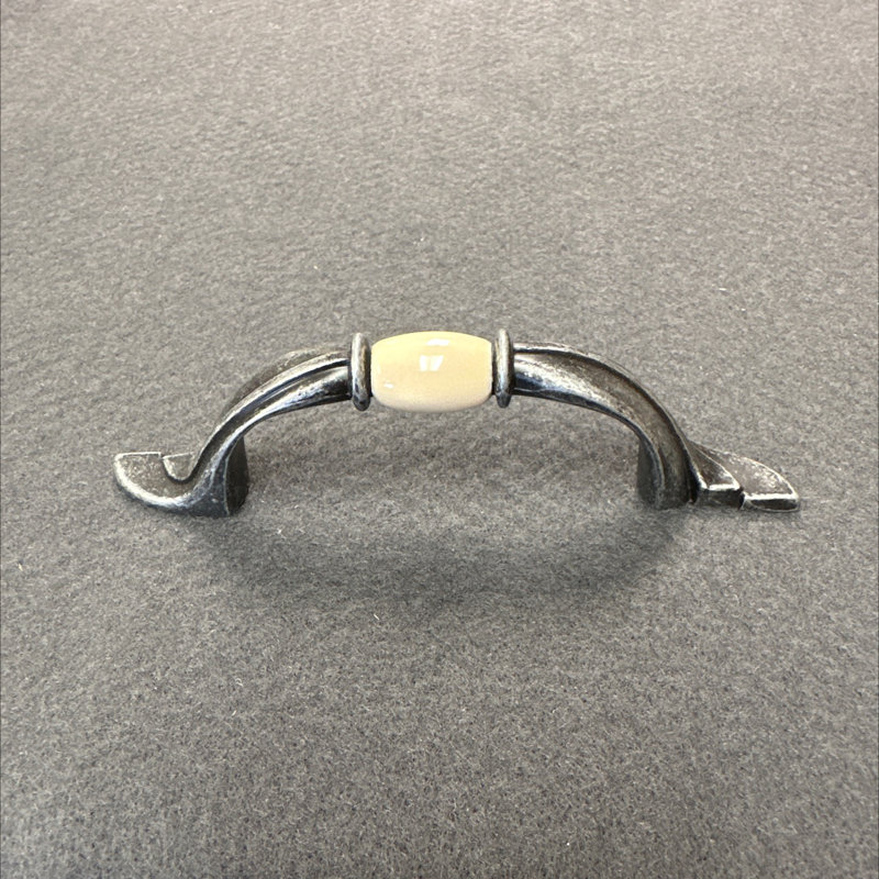 Poignée cuillère 3 po avec insert en céramique, Argent antique