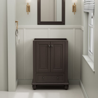 24" Single Sink Bathroom Vanity Base Only, Painted Surface, Soft-Close Doors