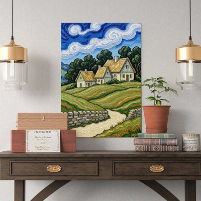 Canvas Wall Art Thatched Cottage-1 Vintage Poster Print Home Decor