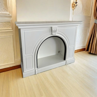 Foyer électrique blanc en bois massif