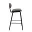 Tabouret de bar moderne en similicuir gris et bois noir 28,5 po