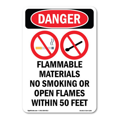 Flammable Materials  Aluminum Sign 14" X 10"