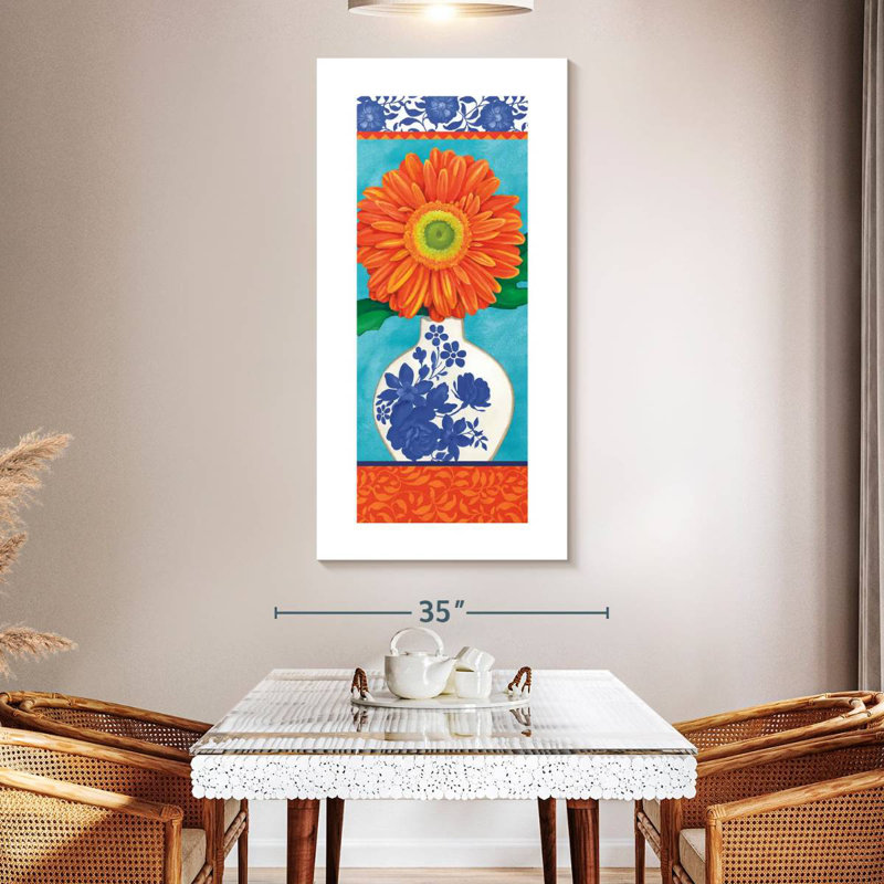 Blooming Orange Daisy, 24" H x 12" W