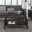 Table basse à plateau relevable en verre avec compartiment de rangement et tablettes ouvertes séparées, plateau de table relevable pour salon, bureau, noir