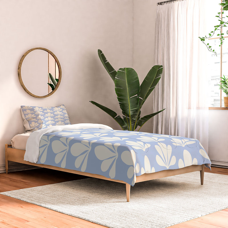 Ensemble d'édredon en coton bleu standard, Édredon simple + 2 taies décoratives standard