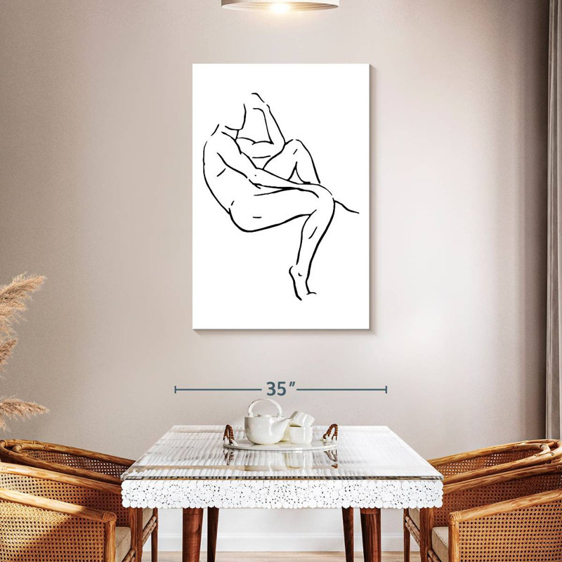 Leisha, dessin du corps de l'homme II - noir et blanc, H 45 po x l 30 po