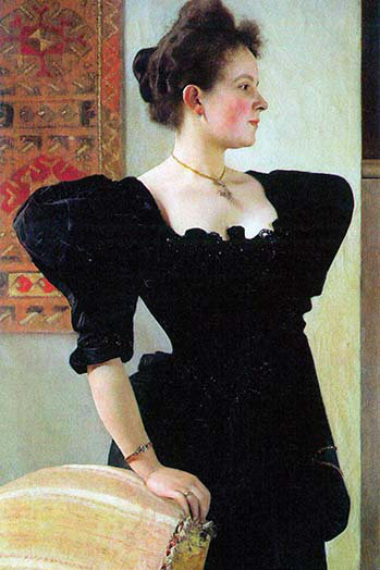 Portrait de Marie Breunig par Gustav Klimt - reproduction d'art, H 66 po x l 44 po