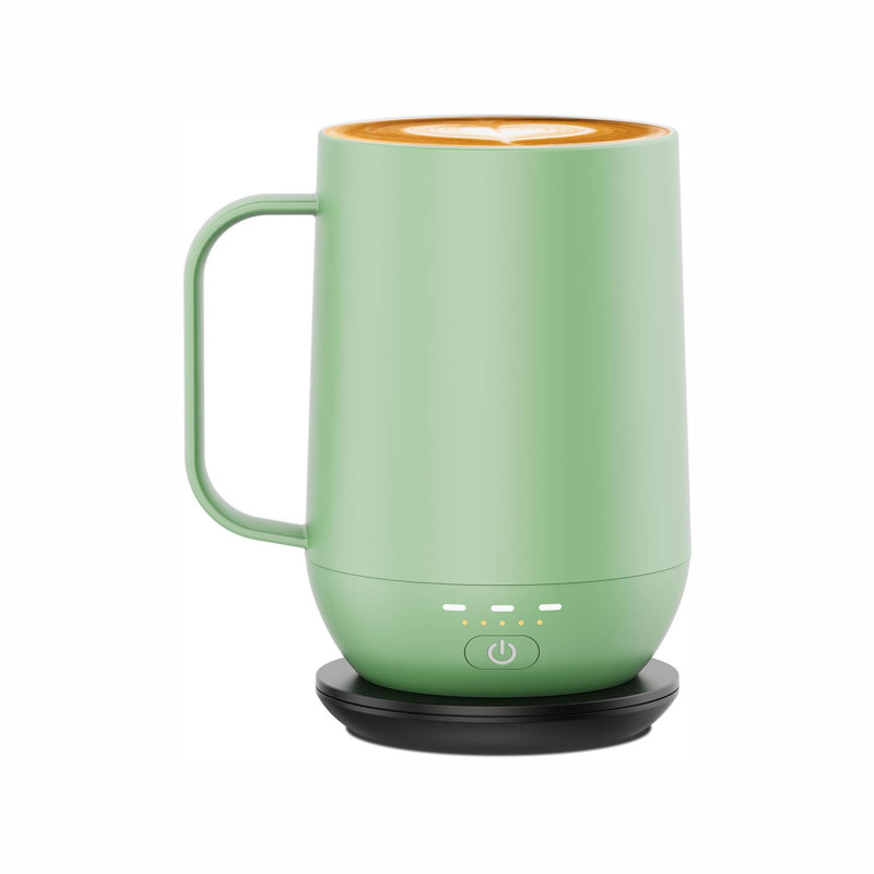 Tasse à café chauffée intelligente DIDADI Faster Direct, tasse à café auto-chauffante 16 oz-contact chauffant jusqu'à 149 ° F, ensemble de chauffe-café avec arrêt automatique - vert sauge