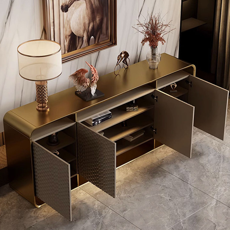 Solid Wood Minimalist Modern Sideboard, Yellow