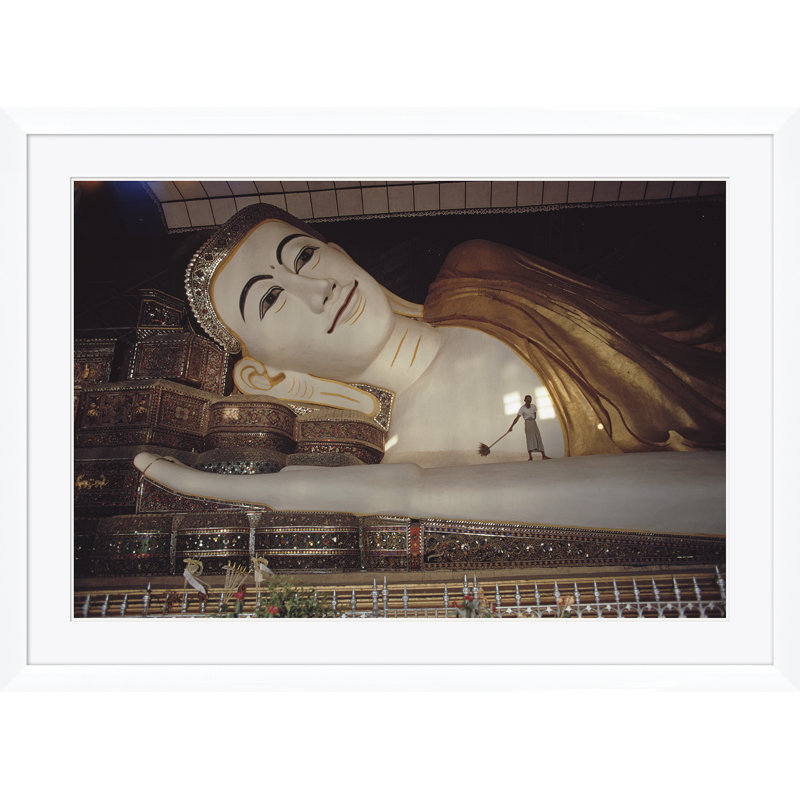 Shwethalyaung Buddha Print by Slim Aarons, White Single Picture Framed, 43.5" H x 59.5" W x 1.5" D