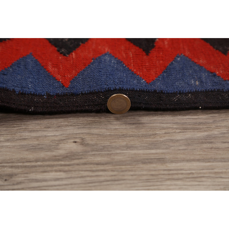 Tapis de couloir Chevron fabriqué à la main en laine rouge/noir/jaune Tapis décoratif