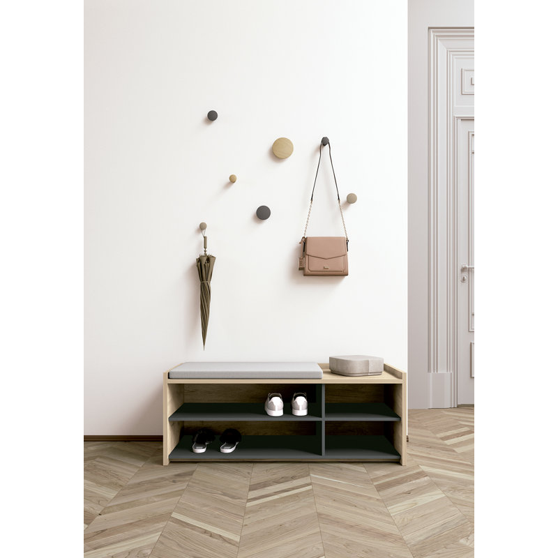 10 Pair Shoe Storage Bench, Light oak/graphite