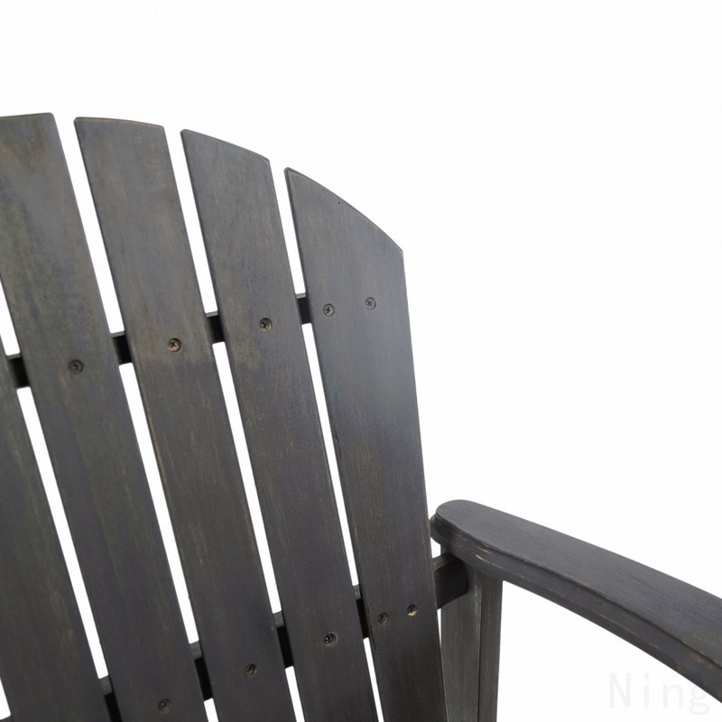 Outdoor Acacia Wood Barstools, Set Of 2, Dark Gray, Dark Gray