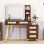 Bureau de maquillage avec miroir et lumières, 5 tiroirs et tablettes de rangement-382160498