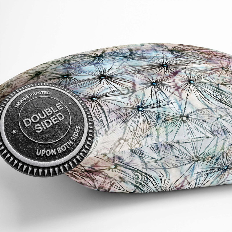 Dandelion Seeds In Blue And Pink In Abstract Floral Square Throw Cushion, 55cm H x 55cm W x 20cm D