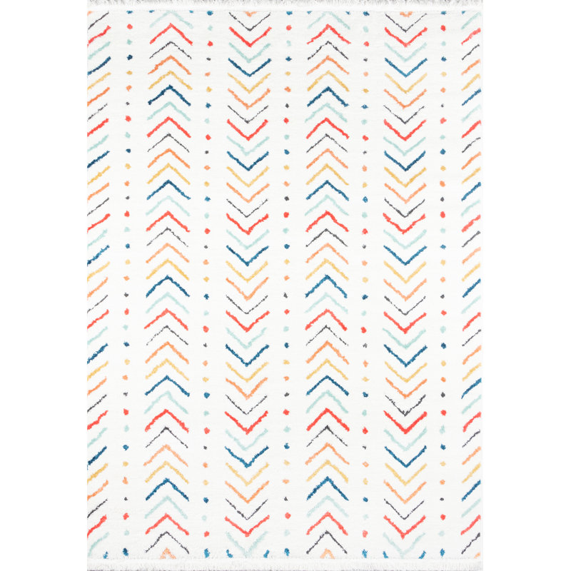 Multicolor Geometric Synthetic Rectangular Rug 2 ft x 3 ft