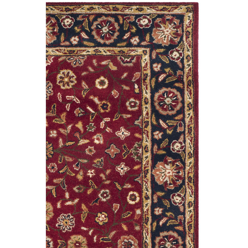 Tapis rouge / bleu marine en laine touffeté à la main Cranmore, Tapis de couloir 2 pi 3 po x 18 pi