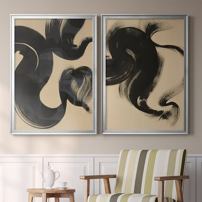 Toile encadrée de qualité supérieure «Sea change I» - prête à être accrochée, H 42,5 po x l 61 po x P 1,25 po, Argent