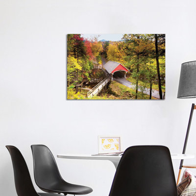 The Flume Covered Bridge, New Hampshire 1 Piece Wrapped Canvas Wall Art