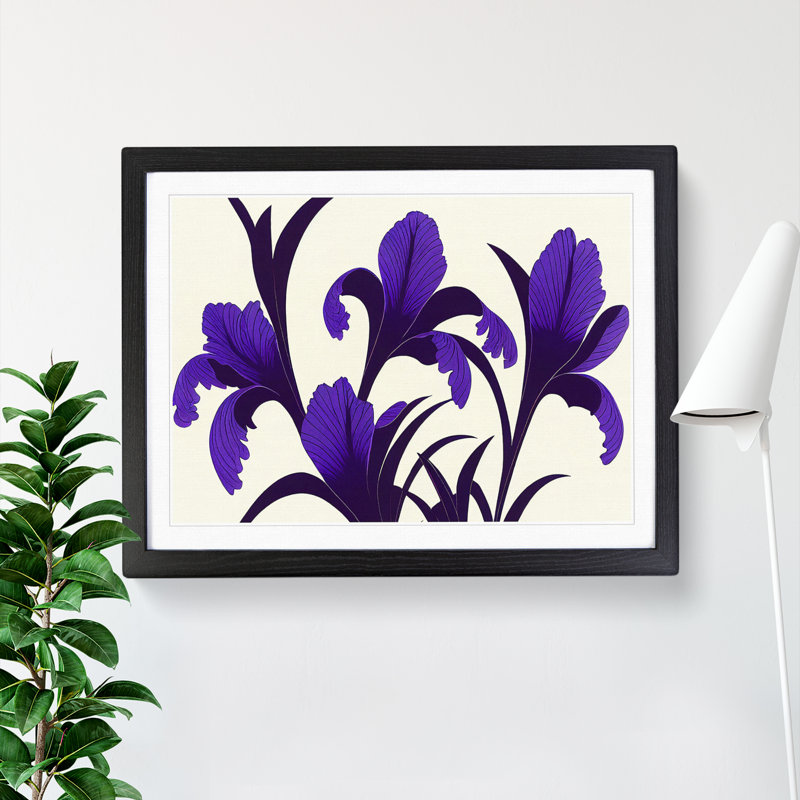 Lively Iris Flowers - Single Picture Frame Print, Black, 25cm H x 34cm W