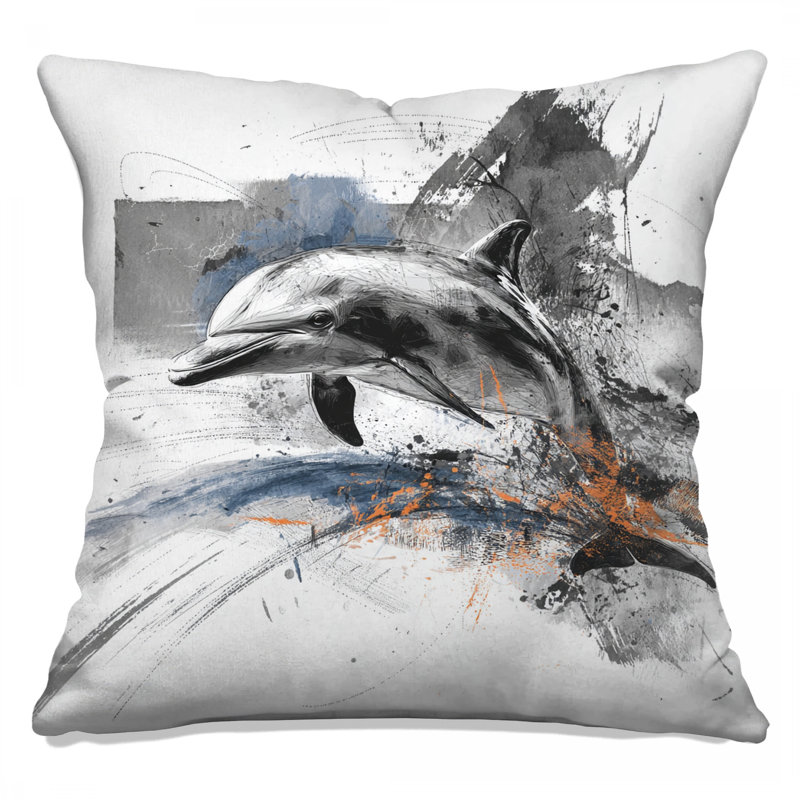 Coussins décoratifs à double face Abstract Dolphin Art, 20 x 20 pouces