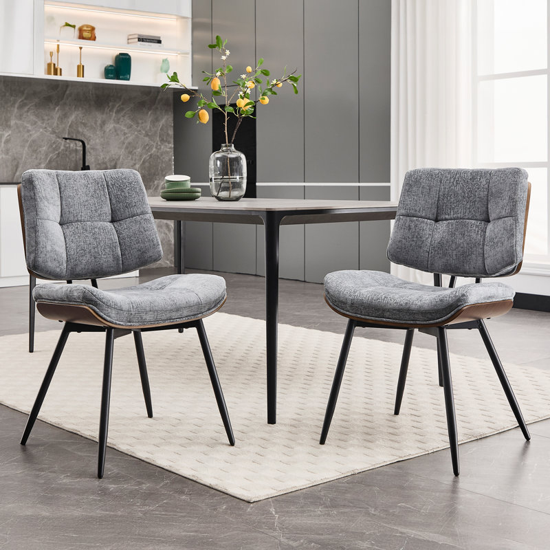 Fabric Upholstered Armless Chair, Gray