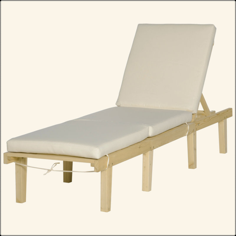 Chaise Lounge Chair For Outdoor, Patio Recliner With 4-Position Adjustable Backrest And Cushion For Deck, Beach, Lawn And Sunbathing