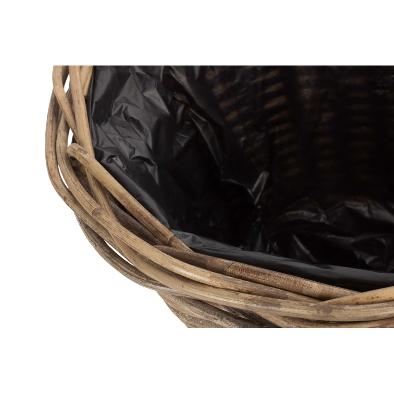 Rattan Planter Basket with Lining, 27cm H x 39cm W x 39cm D