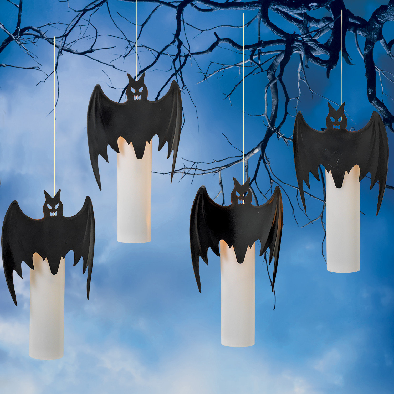 Lighted Candle/Bats Set of 4 11.2"H