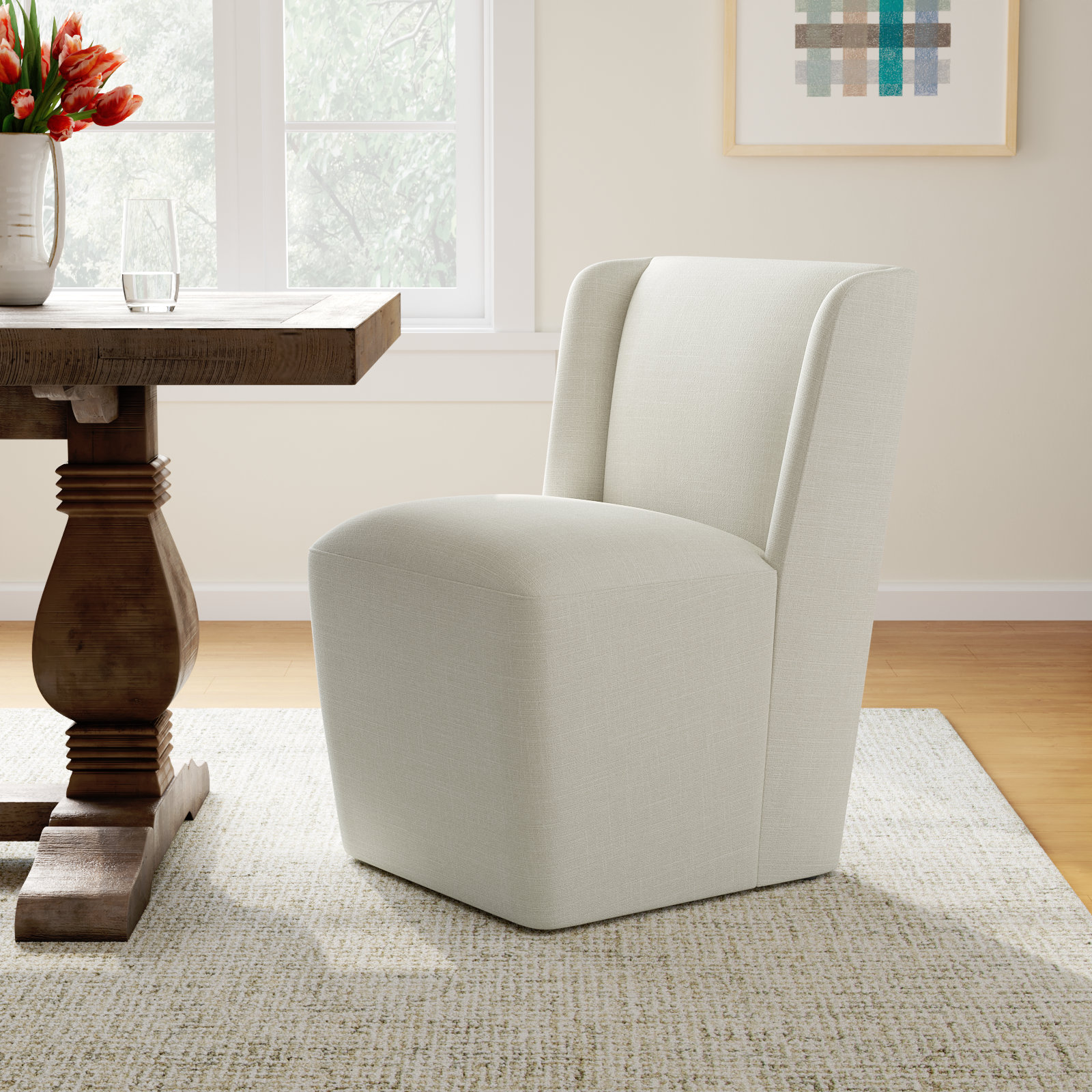 Ardeth Dining Chair, Effie Linen Performance Linen, 33" H x 23.23" W x 26" D