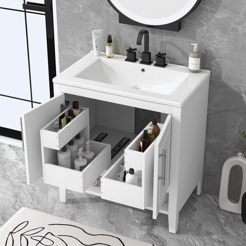 Armoire de salle de bain Aramingo, Blanc