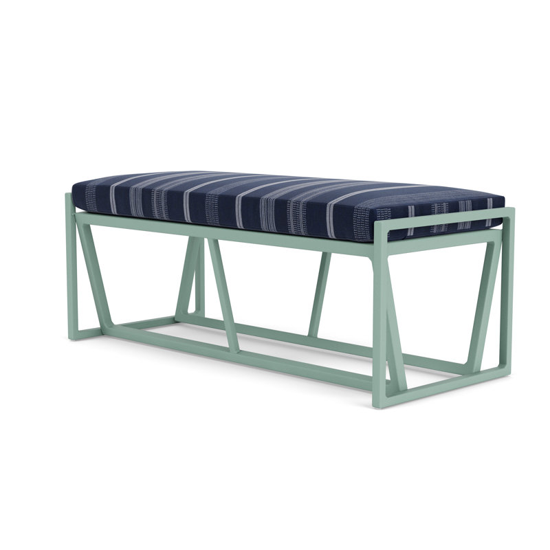 Summit Outdoor Dining Bench, Sea Glass, Consider Indigo